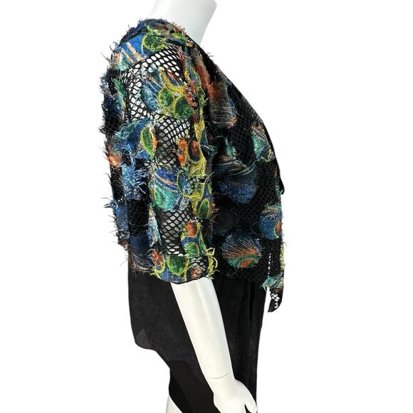 Pretty Angel Topper Blouse Womens Size Large Asymmetric Linen Blend Boho Artsy - Picture 3 of 11